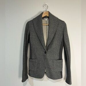 James Perse Blazer Women 1 small‎ Gray Jersey Knit One Button Jacket Designer